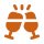 Icon with two orange glasses clinking, symbolizing the member events held for coworking members at Saratoga CoWorks.